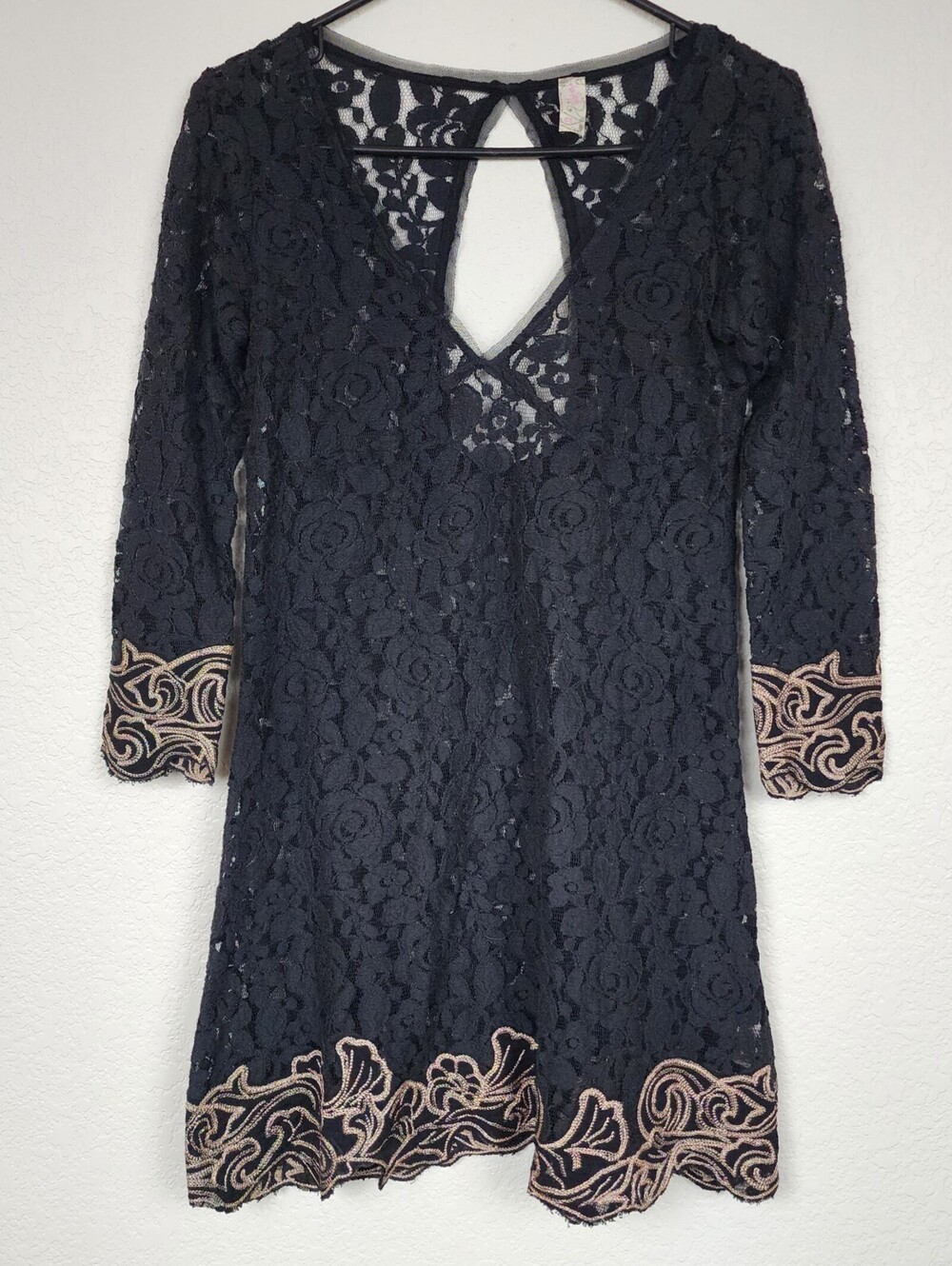 Free People Vintage See Through Black Lace Whimsigoth Dress
